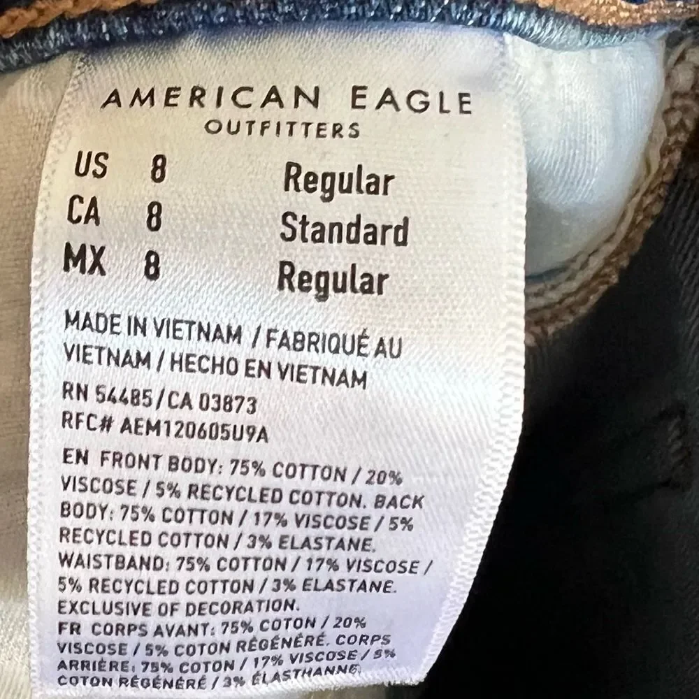 NWT American Eagle Strigid Patched Mom Jean Size 8